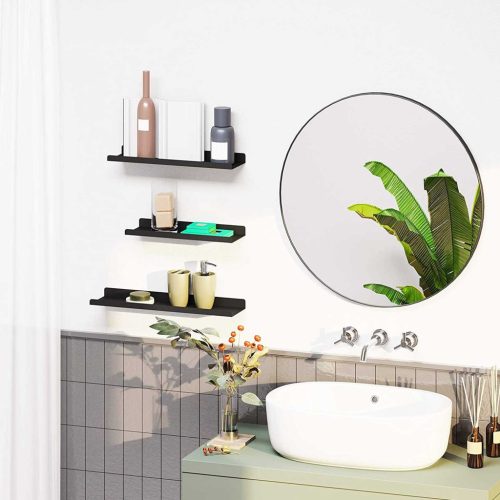 SONGMICS Fém Fali Polcok, 3 Darabos Lebegő Polc Készlet, Ipari Stílus, Dekorációkhoz,