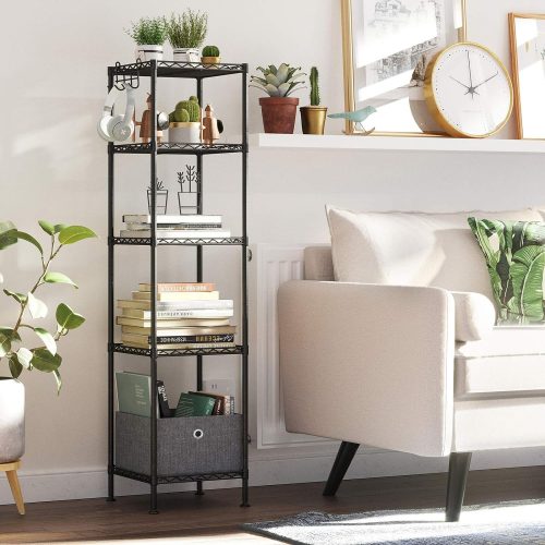 SONGMICS Fürdőszobai polc, fém tároló állvány, összes terhelhetőség 100 kg, 5 PP lapos,