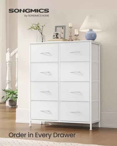 Tároló szekrény nyolc szövet fiókkal, ruhás szekrény, acél, felhőfehér