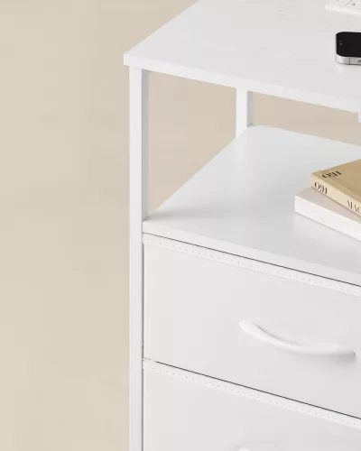 Éjjeli szekrény beépített töltővel, LED világítással, felhőfehér 40x35x60cm