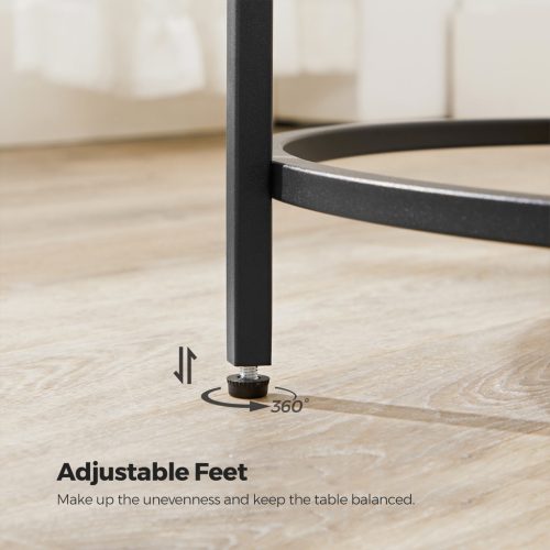 VASAGLE Kerek Oldalasztal, Kis Dohányzóasztal, Edzett Üveg Végasztal Acél Kerettel,