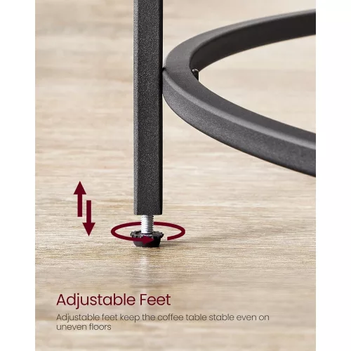 VASAGLE Kerek kávézóasztal, üvegasztal acél vázzal, nappali asztal, kanapéasztal, edzett