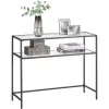 VASAGLE Konzol asztal, edzett üveg asztallap, modern kanapé vagy bejárati asztal, acél váz, 2