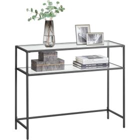 VASAGLE Konzol asztal, edzett üveg asztallap, modern kanapé vagy bejárati asztal, acél váz, 2