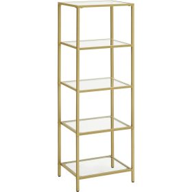 VASAGLE Polc egység, 5 szintes létrás polc, vékony üvegpolc hálószobához, fürdőszobához,