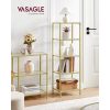 VASAGLE Polc egység, 5 szintes létrás polc, vékony üvegpolc hálószobához, fürdőszobához,
