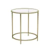 VASAGLE Kerek Oldalasztal, Edzett Üveg Végasztal Arany Fém Kerettel, Kis