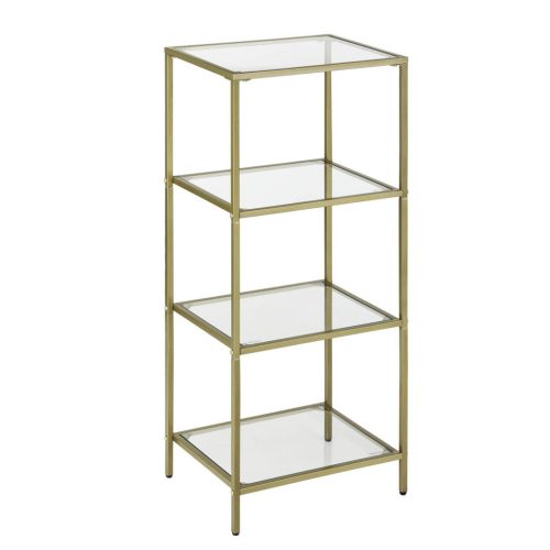 VASAGLE Fürdőszobai Tároló Polc, Edzett Üveg Tároló Állvány, 4 Szintes Tároló