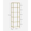 Fém tároló állvány üvegpolcokkal fürdőszobába, konyhába, óarany 40x30x177cm