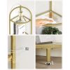 Fém tároló sarok polc üvegpolcokkal fürdőszobába, konyhába, óarany 28x28x158cm