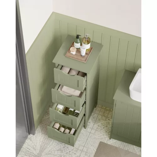 VASAGLE fürdőszobaszekrény, fürdőszobai szekrény, oldalszekrény 4 fiókkal, 30 x 30 x 82 cm,