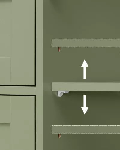 Fürdőszobai szekrény, 4 fiókos, 1 ajtós, állítható polccal, laurel zöld 30 x 55