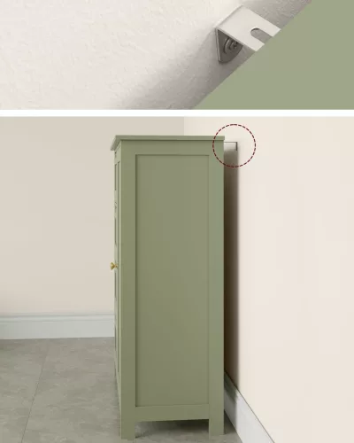 Fürdőszobai szekrény, 4 fiókos, 1 ajtós, állítható polccal, laurel zöld 30 x 55