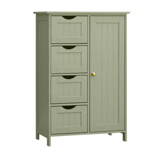 Fürdőszobai szekrény, 4 fiókos, 1 ajtós, állítható polccal, laurel zöld 30 x 55