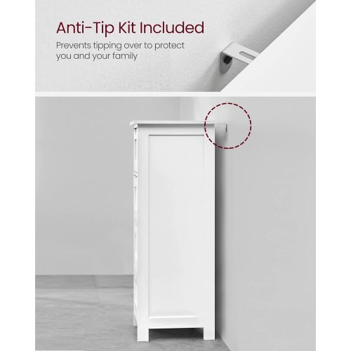 VASAGLE LHC40W, Fürdőszobai szekrény 4 fiókkal, fiókos szekrény, 30 x 30 x 82 cm, nappali,