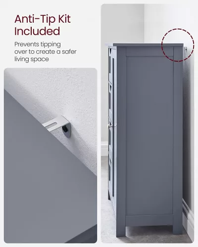 VASAGLE Fürdőszobai padlószekrény, Fürdőszobai tároló egység 4 fiókkal, Fürdőszobai