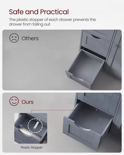 VASAGLE Fürdőszobai padlószekrény, Fürdőszobai tároló egység 4 fiókkal, Fürdőszobai