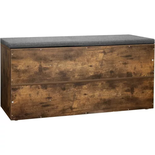 Cipőtároló pad, párnázott ülőfelülettel, rusztikus barna 104x30x48cm