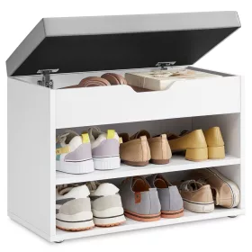   Cipőtároló pad, párnázott ülőfelülettel, három szinttel, felnyitható, felhő