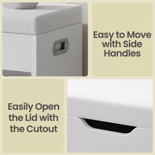 Cipőtároló pad, párnázott ülőfelülettel, 3 rekesszel, fehér 100x30x44cm