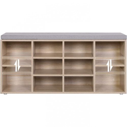 VASAGLE Cipőpad, Cipőtartó, Tárolószekrény, 10 rekesz, Párnával, Bejárati szekrényhez, 104