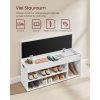 VASAGLE cipőpad párnával, tárolópad párnázott üléssel, 3 rekesszel, rejtett