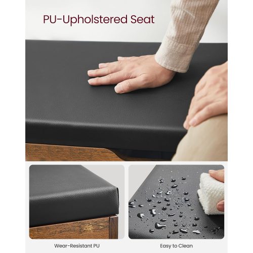 VASAGLE Cipős pad párnával, tároló pad párnázott ülőfelülettel, 3 rekesz, rejtett