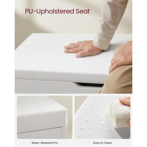 VASAGLE Fa padlóval rendelkező fa cipőtároló pad, előszobai szekrény 2 polccal és rejtett