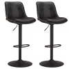 Magasságban állítható forgós bárszék, kárpitozott PU, fekete, 43 x 48 x 93-114 cm