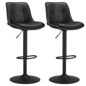   Magasságban állítható forgós bárszék, kárpitozott PU, fekete, 43 x 48 x 93-114 cm