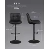 Magasságban állítható forgós bárszék, kárpitozott PU, fekete, 43 x 48 x 93-114 cm