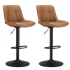 Bárszék 2 db, varrott műbőr borítás, háttámlával, állítható, barna