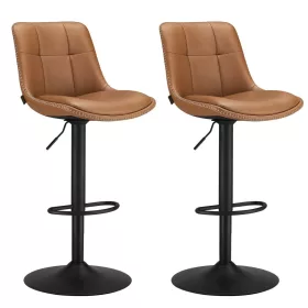   Bárszék 2 db, varrott műbőr borítás, háttámlával, állítható, barna
