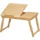 SONGMICS Bambusz Lap asztal, Laptop asztal, Reggeliző tálcával, 5 állítható dőlésszögű,