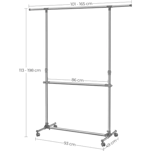 SONGMICS Ruhafogas, szürke, (101-163) x 49 x (113-198) cm