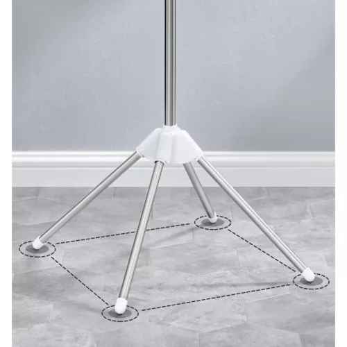 Ruhaszárító, 3 forgatható kar, 4 lábú, fehér és ezüst