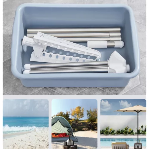 Ruhaszárító, 3 forgatható kar, 4 lábú, fehér és ezüst