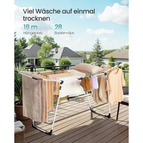 Ruhaszárító, stabil és helytakarékos, fehér