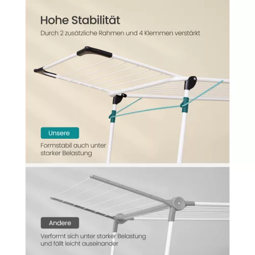 Ruhaszárító, stabil és helytakarékos, fehér