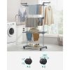 Négy szintes összecsukható ruhaszárító kerekekkel, szürke