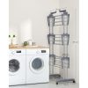 Négy szintes összecsukható ruhaszárító kerekekkel, szürke
