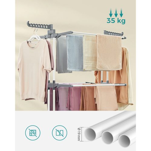 Összecsukható ruhaszárító kerekekkel, 4 szintes, fehér