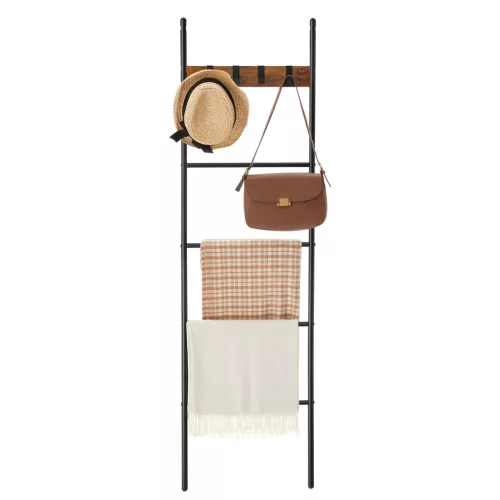 VASAGLE LLS016B01 Törölköző Létra Polc 5 Szintes 44 x 160 cm Helytakarékos Fém