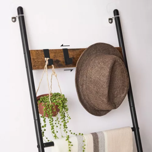 VASAGLE LLS016B01 Törölköző Létra Polc 5 Szintes 44 x 160 cm Helytakarékos Fém