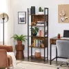 VASAGLE Könyvespolc, Tárolópolc, Konyhai Polc 5 Polccal, Stabil Acél Szerkezettel, Nappalihoz,