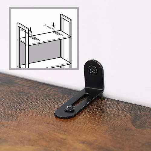 VASAGLE Könyvespolc, Tárolópolc, Konyhai Polc 5 Polccal, Stabil Acél Szerkezettel, Nappalihoz,