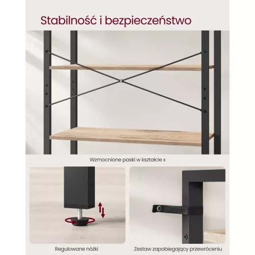 VASAGLE 6 szintes könyvespolc, könyvszekrény, polcos állvány, irodába, dolgozószobába,