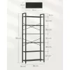 VASAGLE 6 szintes magas könyvespolc, nagy könyvszekrény, acélkeret, szabadon álló