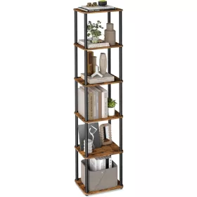 Tárolópolc, 6 szintes, álló polc, rusztikus barna