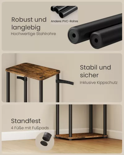 Tárolópolc, 6 szintes, álló polc, rusztikus barna